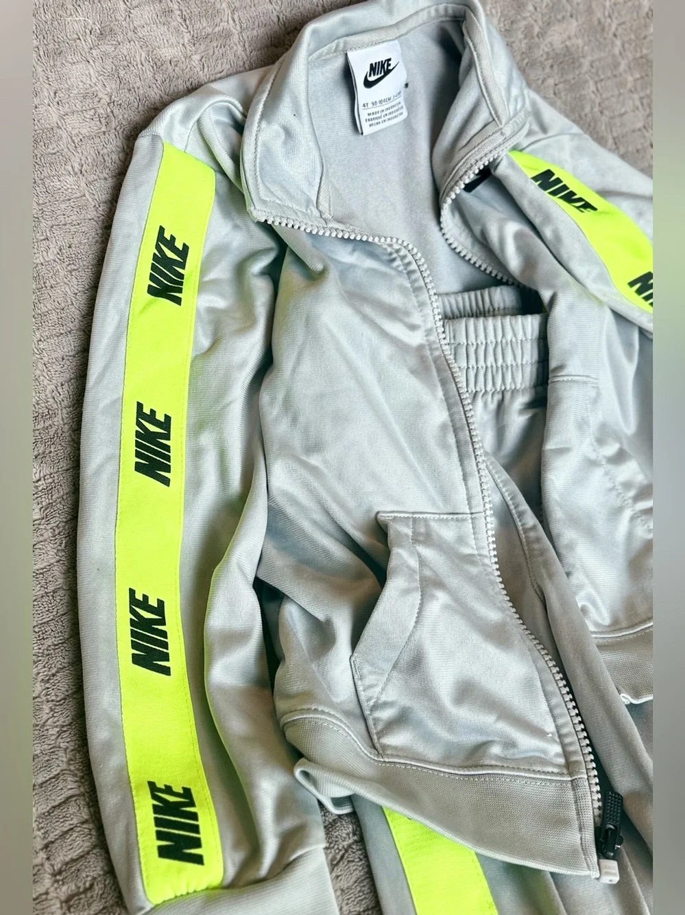 Nike Light Gray Kids Zip Jacket and pants